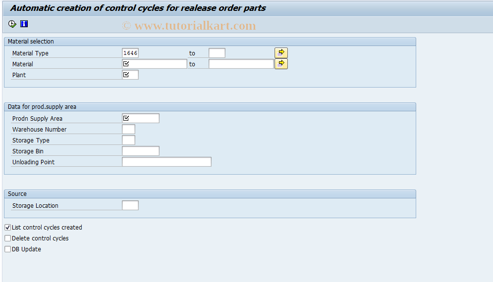 SAP TCode LPK4 - Create Contr.Cycles for Relative Ord.Part