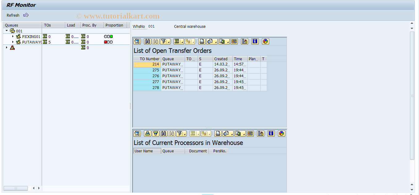 SAP TCode LRF1 - RF Monitor, Active