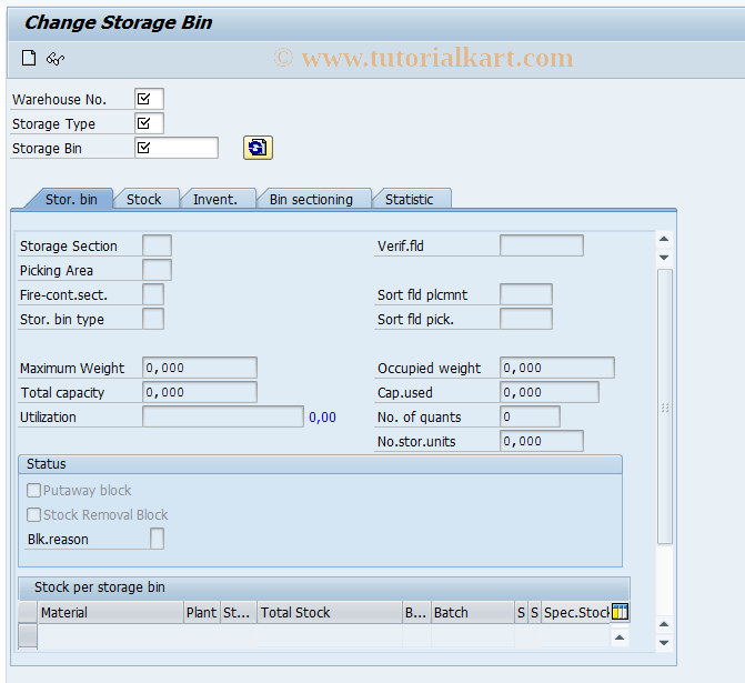 SAP TCode LS02N - Change Warehouse Master Record