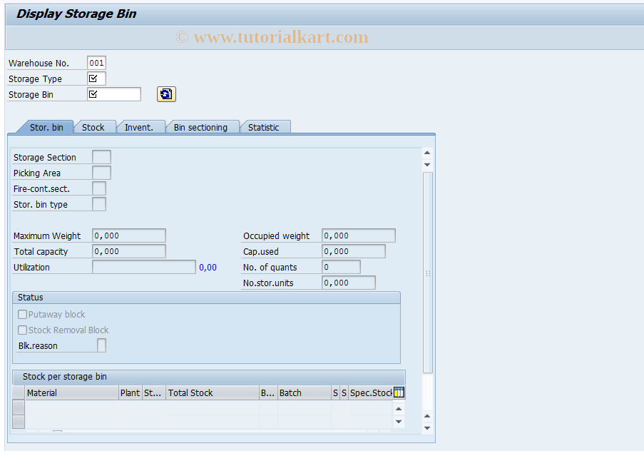 SAP TCode LS03N - Display Warehouse Master Record