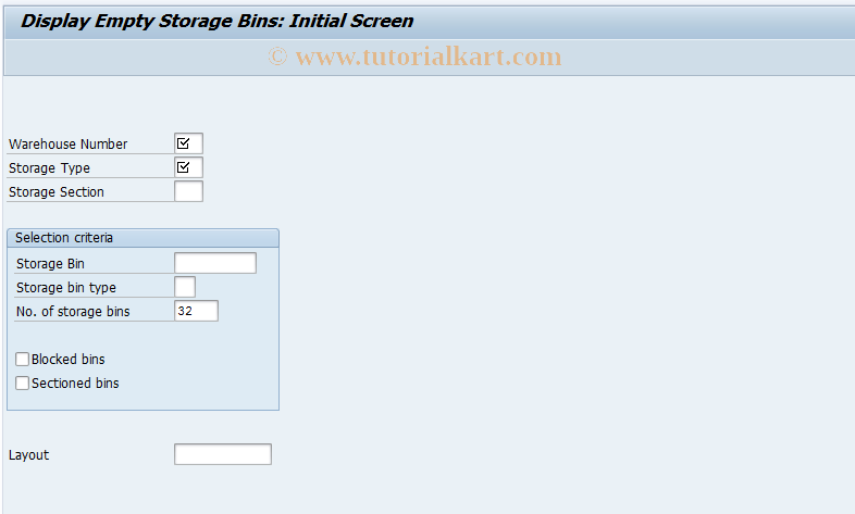 SAP TCode LS04 - Display Empty Storage Bins