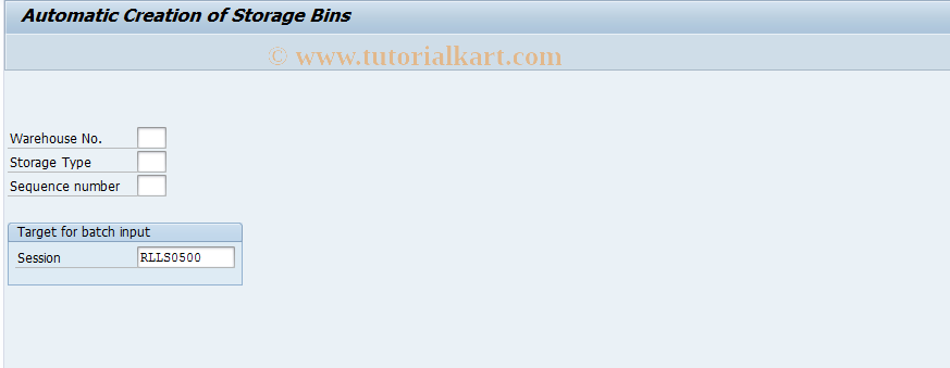 SAP TCode LS05 - Generate Storage Bins