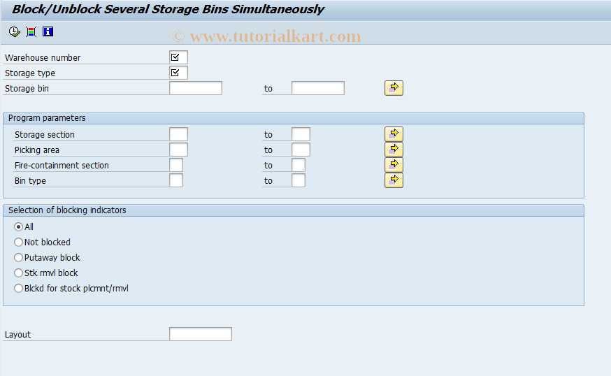 SAP TCode LS06 - Block Storage Bins