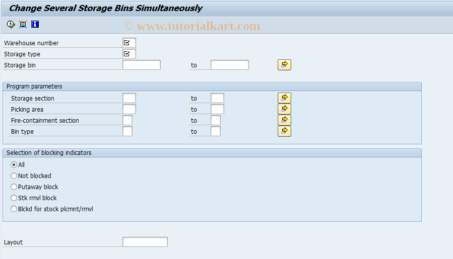 SAP TCode LS11 - Change several stor.bins simultan.