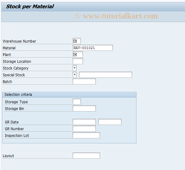 SAP TCode LS24 - Display Quants for Material