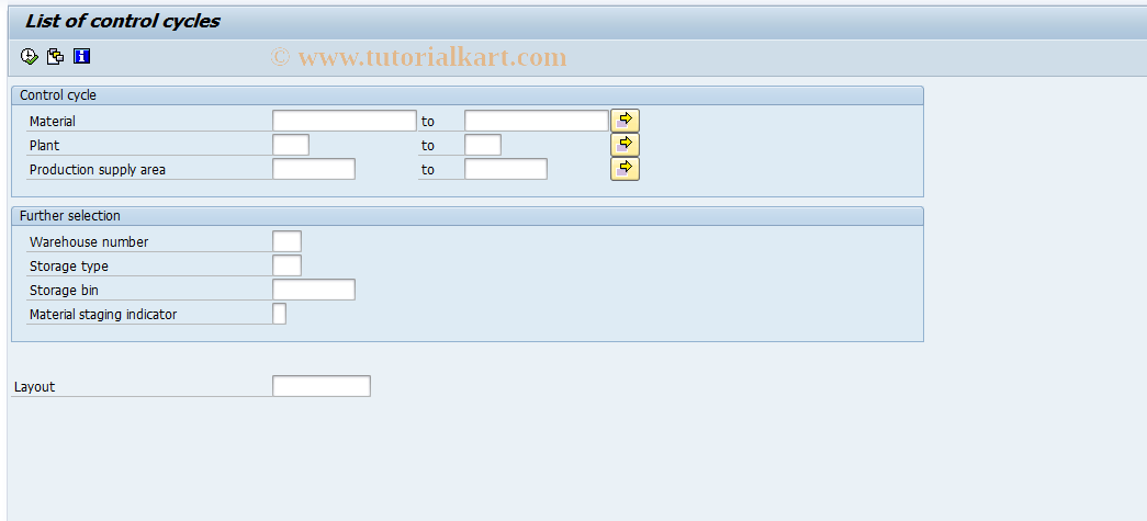 SAP TCode LS41 - List of control cycles for WIP loc.