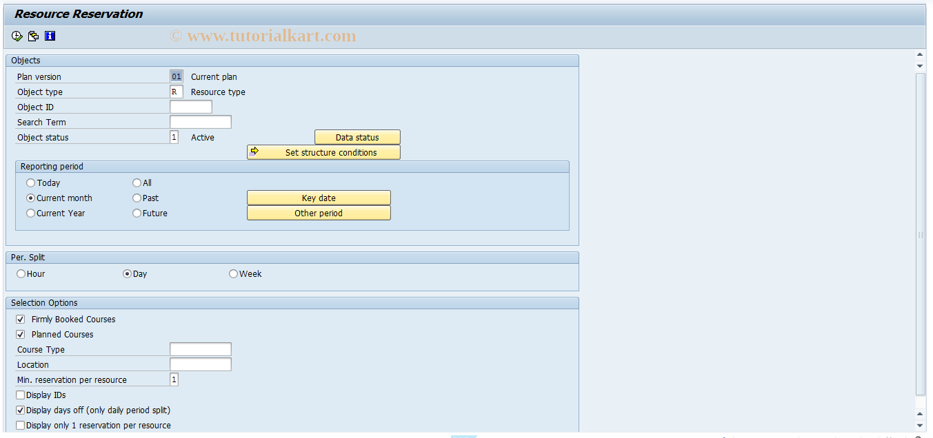 SAP TCode LSO_PSV7 - Reporting: Resources