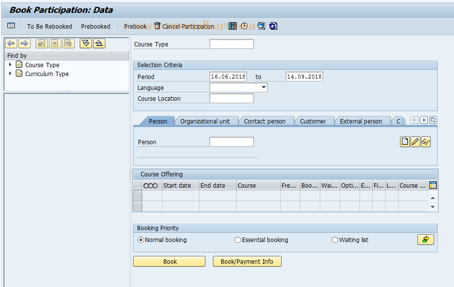 SAP TCode LSO_PV00 - Book Participation