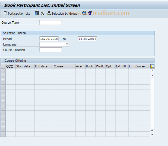SAP TCode LSO_PV07 - Book List: Participants