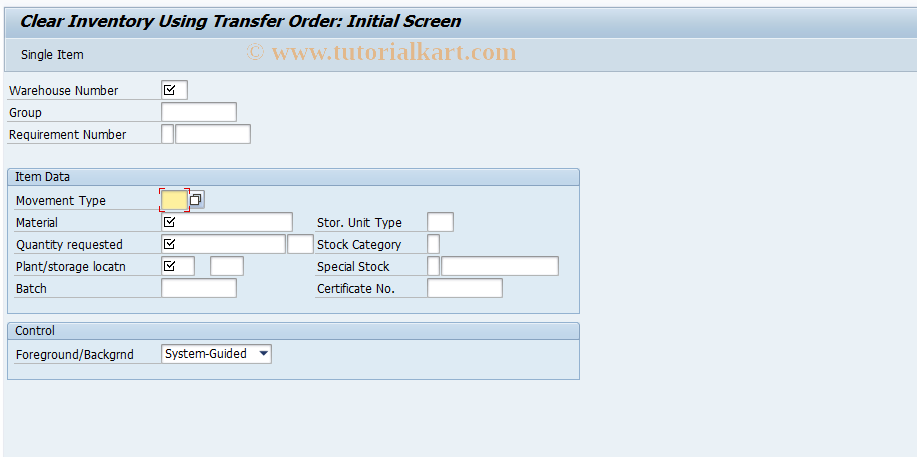 SAP TCode LT02 - Create TO for Inventory Difference