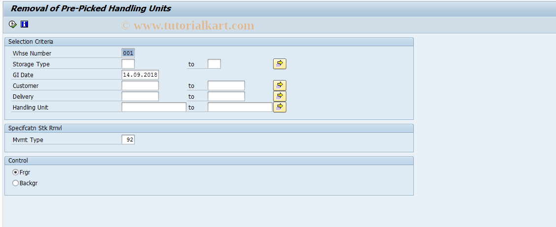 SAP TCode LT0C - Removal of Pre-Picked HUs from Stock