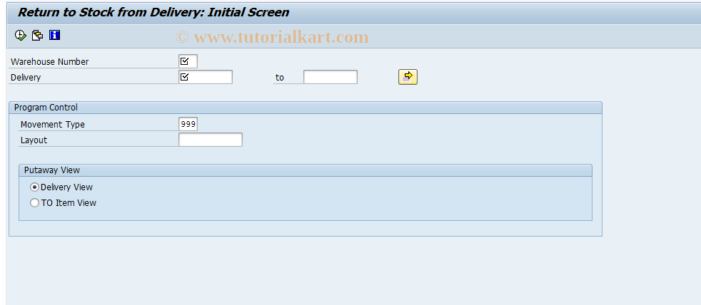 SAP TCode LT0G - Return delivery to stock