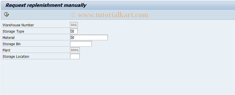 SAP TCode LT0R - Request replenishment manually