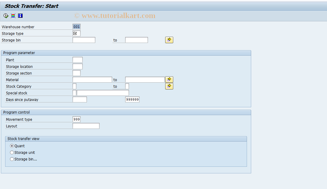 SAP TCode LT10 - Create Transfer Order from List