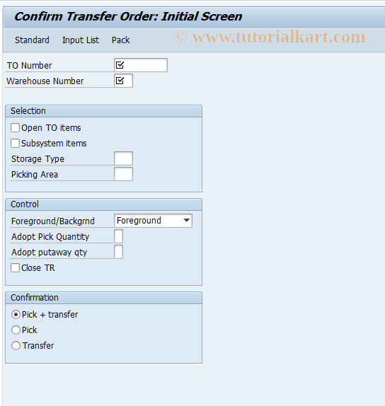 SAP TCode LT12 - Confirm transfer order