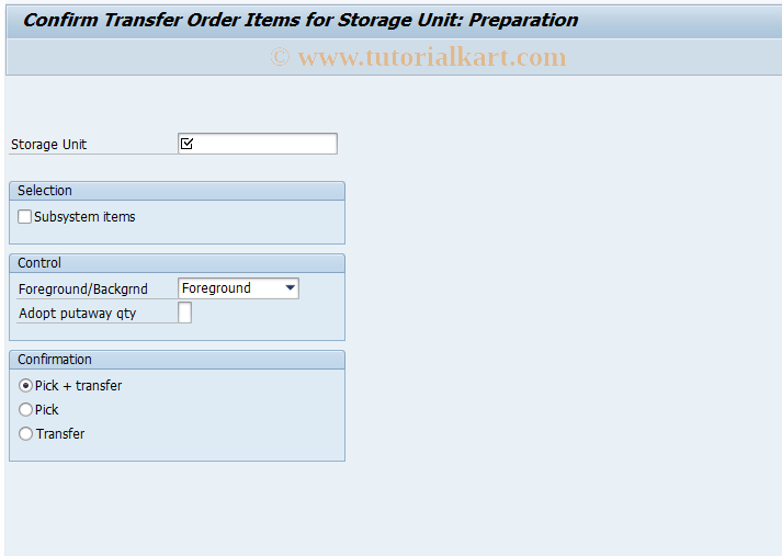 SAP TCode LT13 - Confirm TO for storage unit
