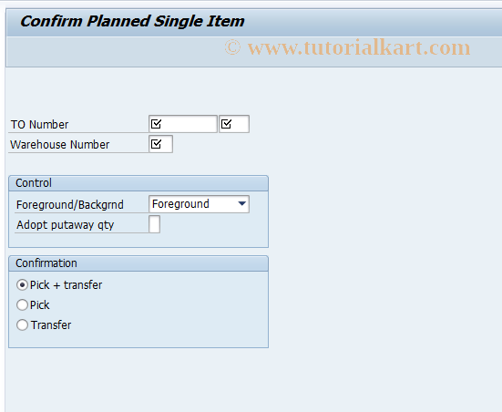 SAP TCode LT14 - Confirm preplanned TO item
