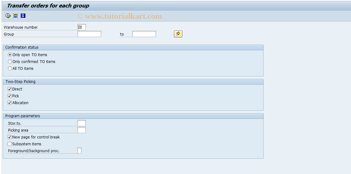 SAP TCode LT25 - Display Transfer Order / Group