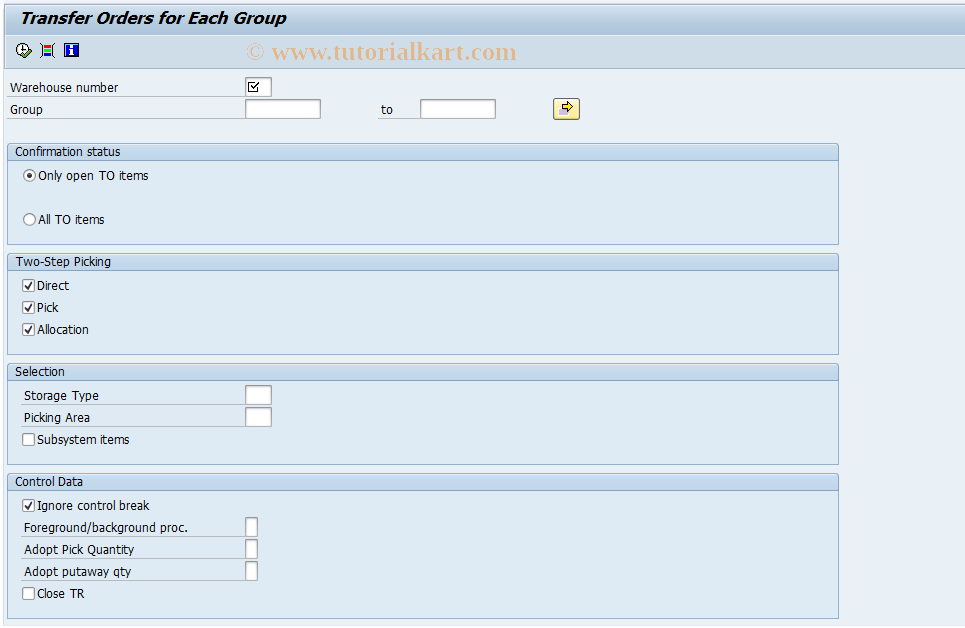 SAP TCode LT25N - Confirm Transfer ORder / Group