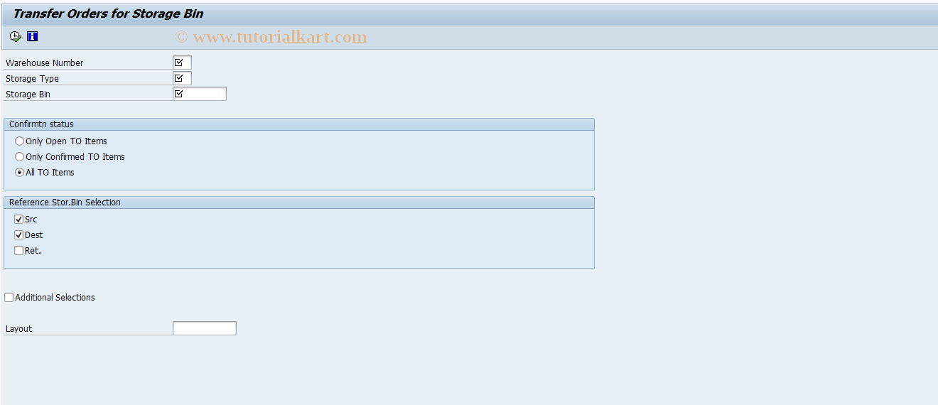 SAP TCode LT26 - Transfer orders for storage bin