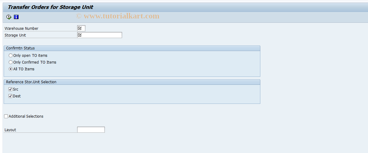 SAP TCode LT27 - Transfer order for storage unit