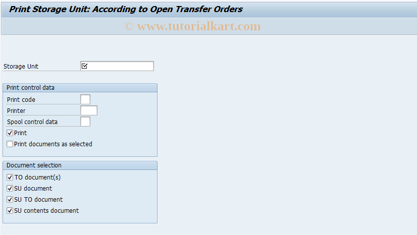SAP TCode LT32 - Print transfer order for stor.unit