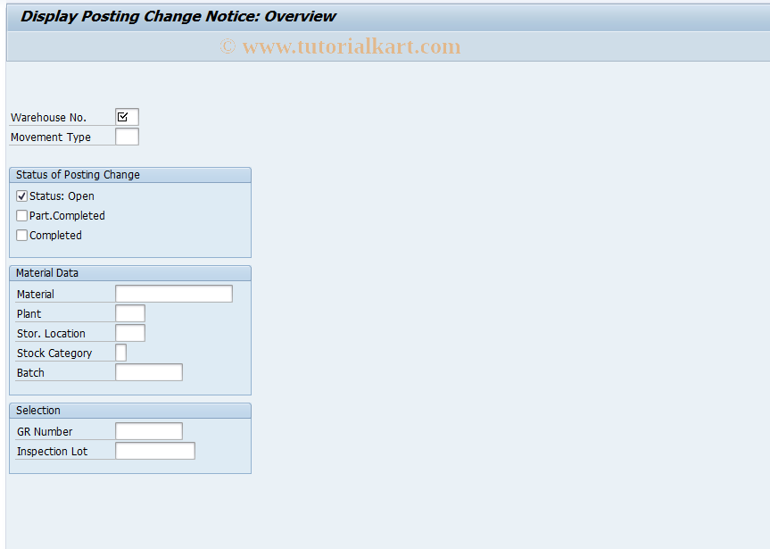 SAP TCode LU04 - Selection of Posting Change Notices