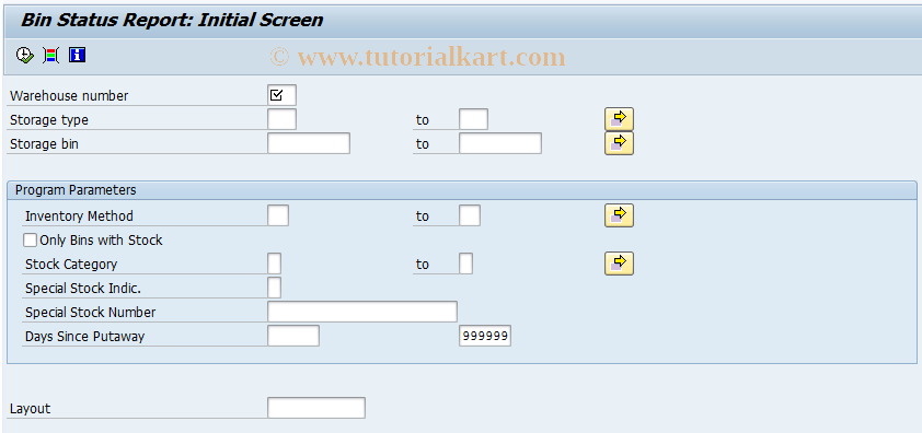 SAP TCode LX03 - Bin Status Report