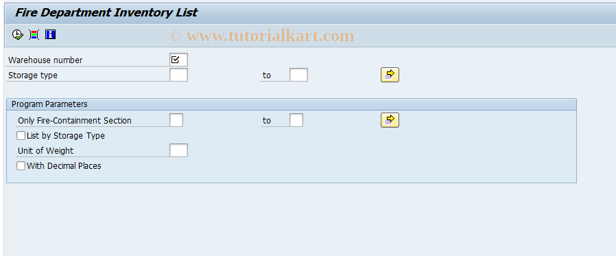 SAP TCode LX06 - Fire Department Inventory List