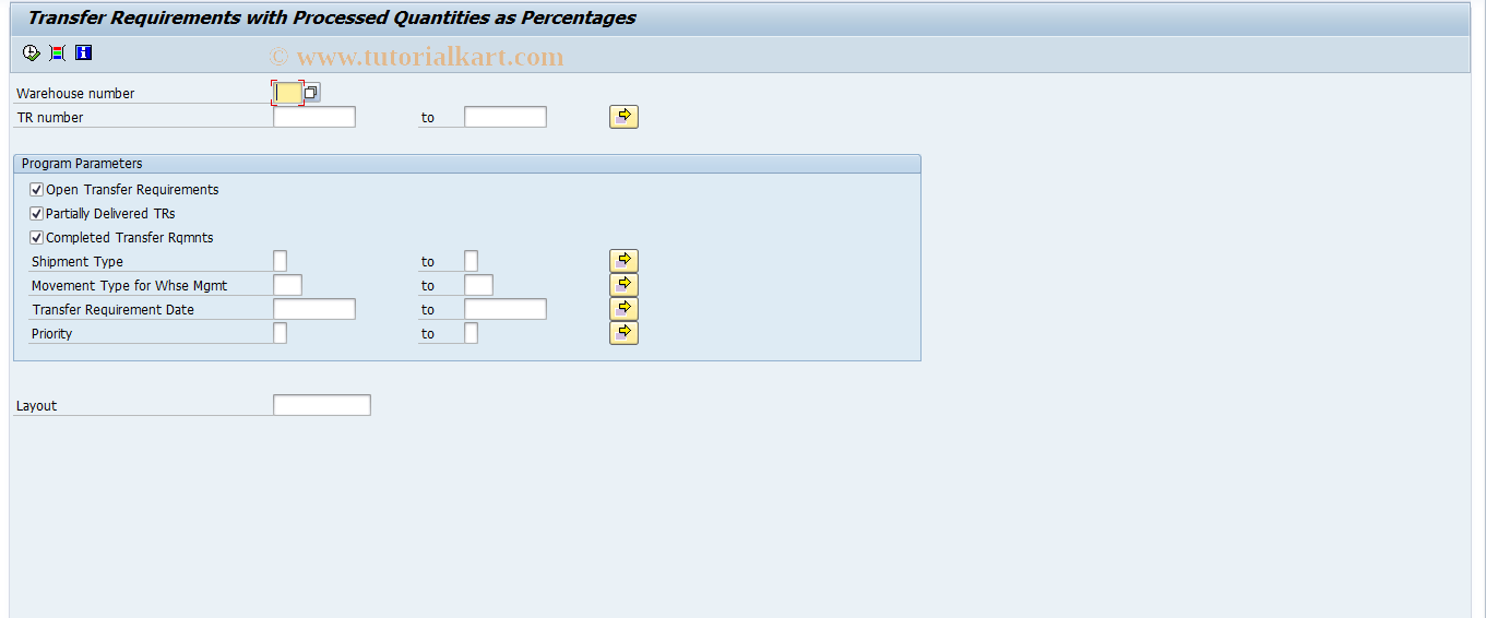 SAP TCode LX09 - Overview of All Transf.Requirements