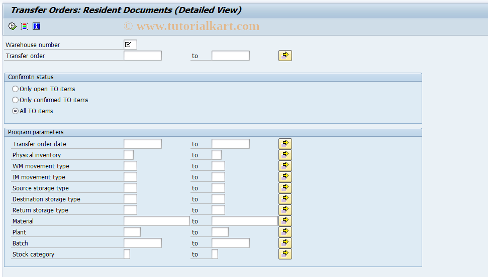 SAP TCode LX12 - Document Overview: Landscape Format