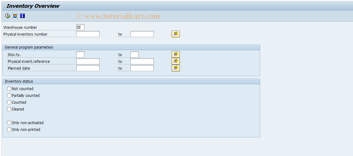 SAP TCode LX22 - Process Inventory from Overview