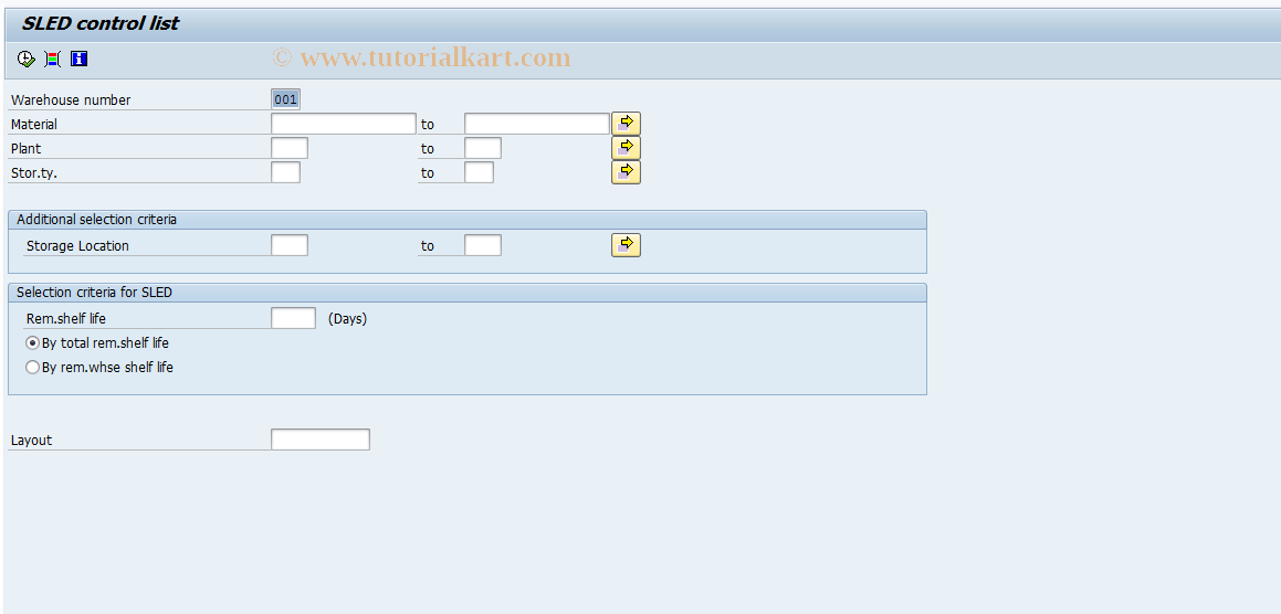 SAP TCode LX27 - Stock levels by shelf life exp.date