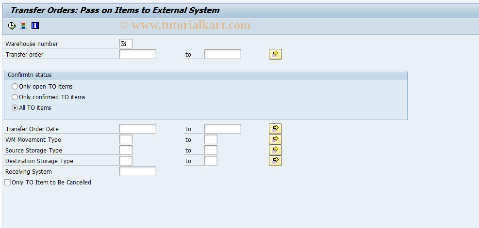 SAP TCode LX28 - Relevant TO item for ext.system