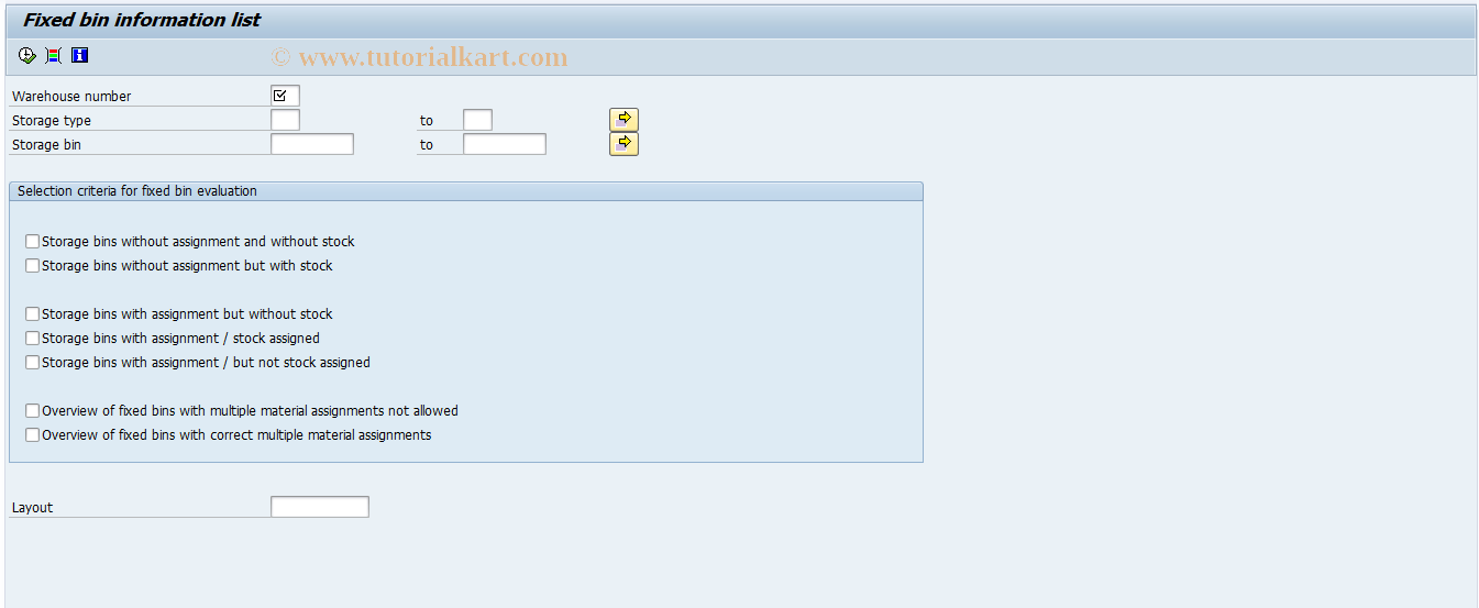 SAP TCode LX29 - Fixed bin supervision