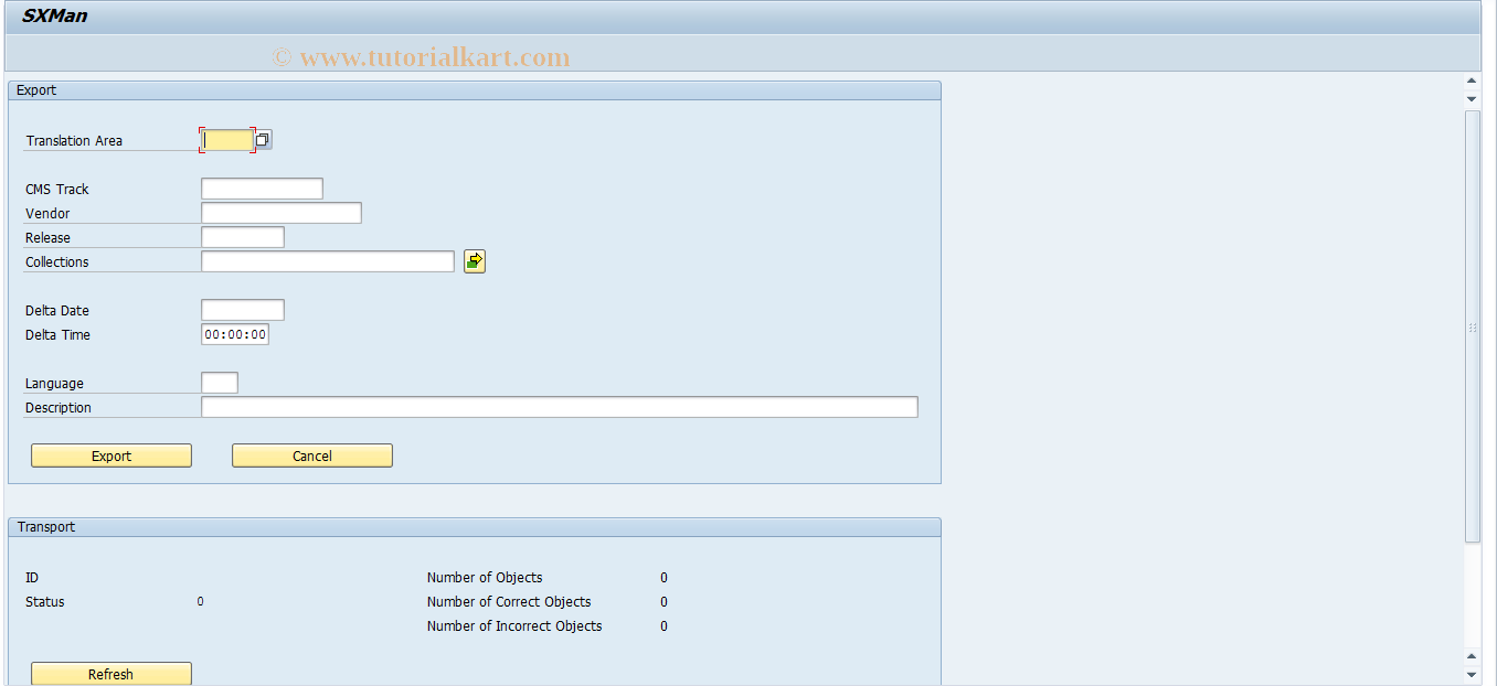 SAP TCode LXE_SXMANEXP - sxman Export
