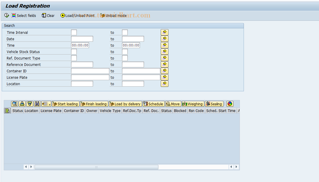 SAP TCode LYLDP - Load & unload transaction