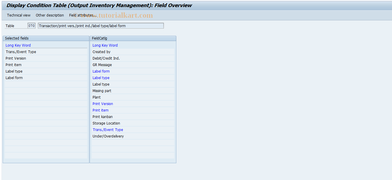 SAP TCode M704 - Output: Change Condition Table