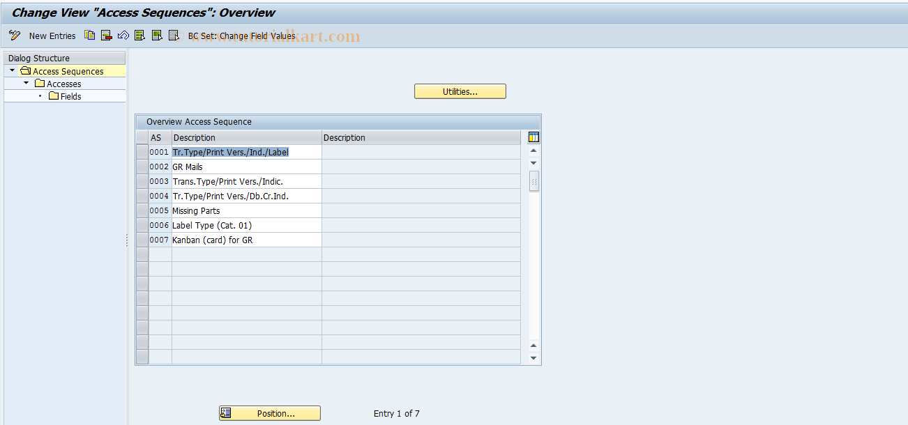 SAP TCode M710 - Output Determ.: Access Sequences