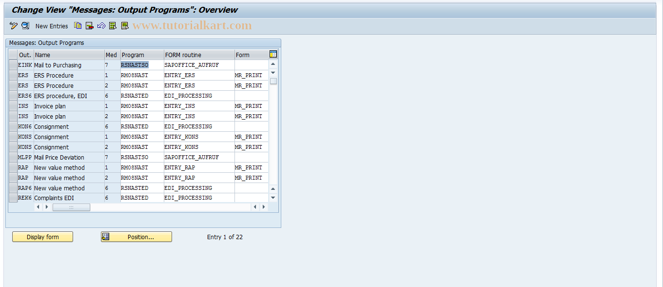 SAP TCode M804 - Message Processing Program (IV)