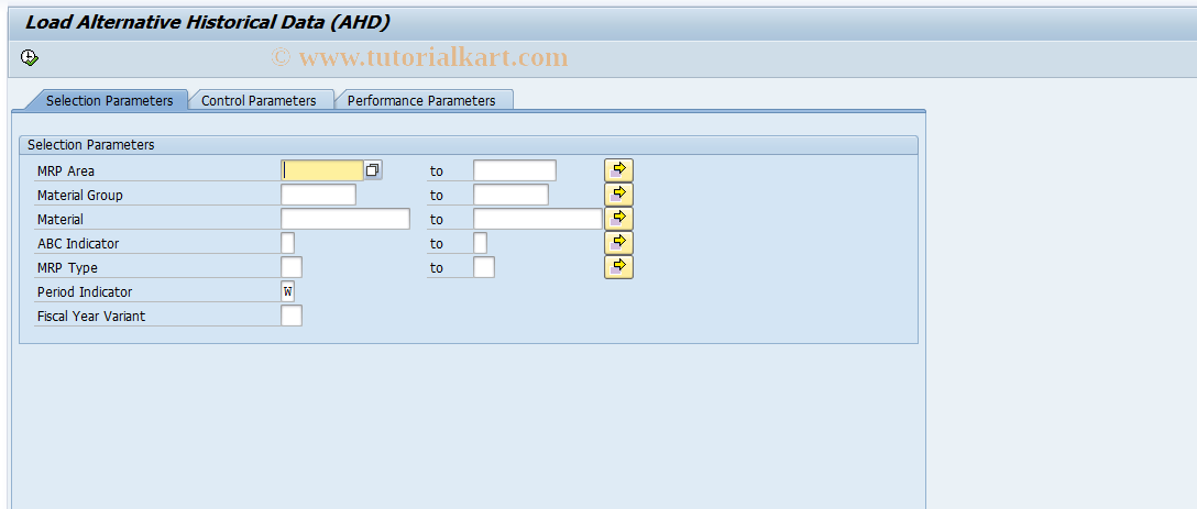 SAP TCode MAHD1 - Load Alternative Historical Data