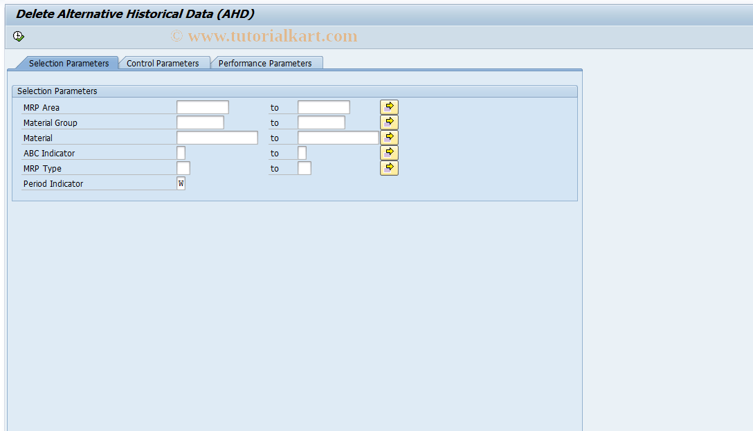SAP TCode MAHD4 - Delete Alternative Historical Data