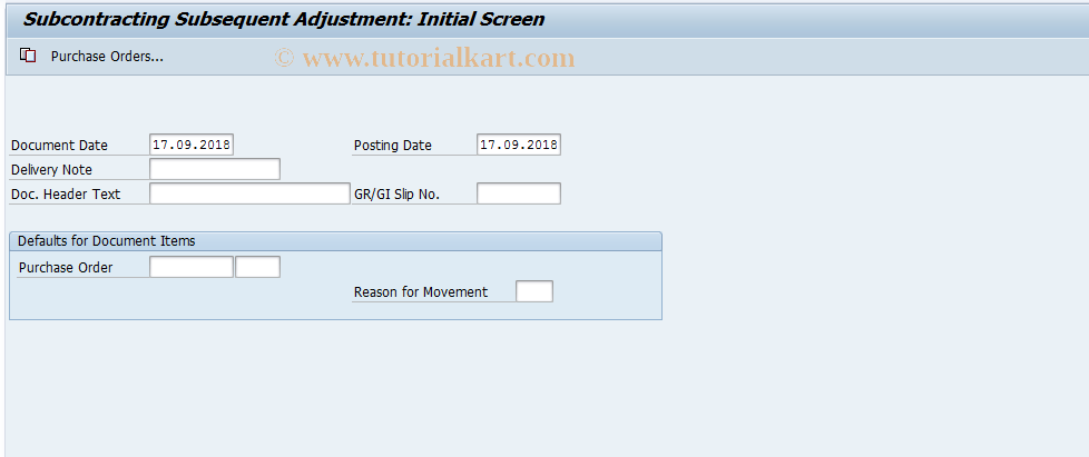 SAP TCode MB04 - Subsequ.Adj.of Mat.ProvidedConsmp.