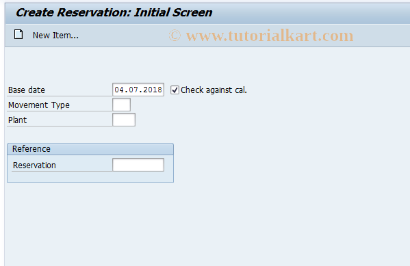 SAP TCode MB21 - Create Reservation