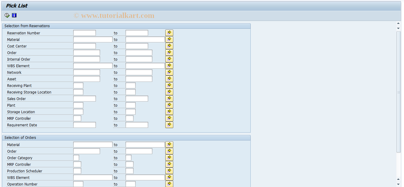 SAP TCode MB26 - Picking list