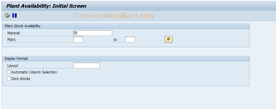 SAP TCode MB53 - Display Plant Stock Availability