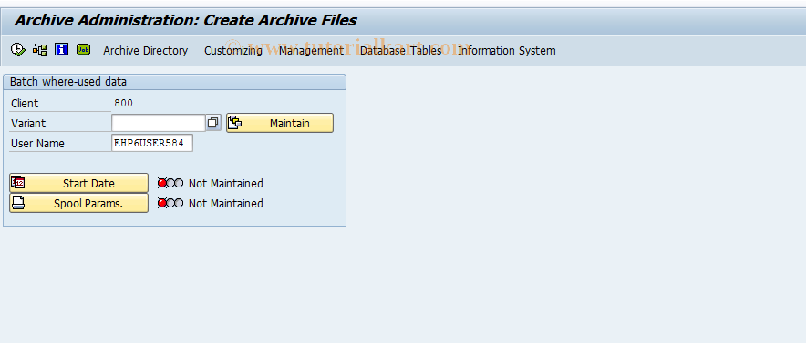 SAP TCode MB5A - Evaluate Batch Where-Used Archive