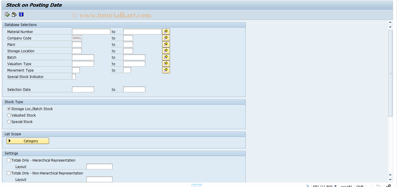 SAP TCode MB5B - Stocks for Posting Date