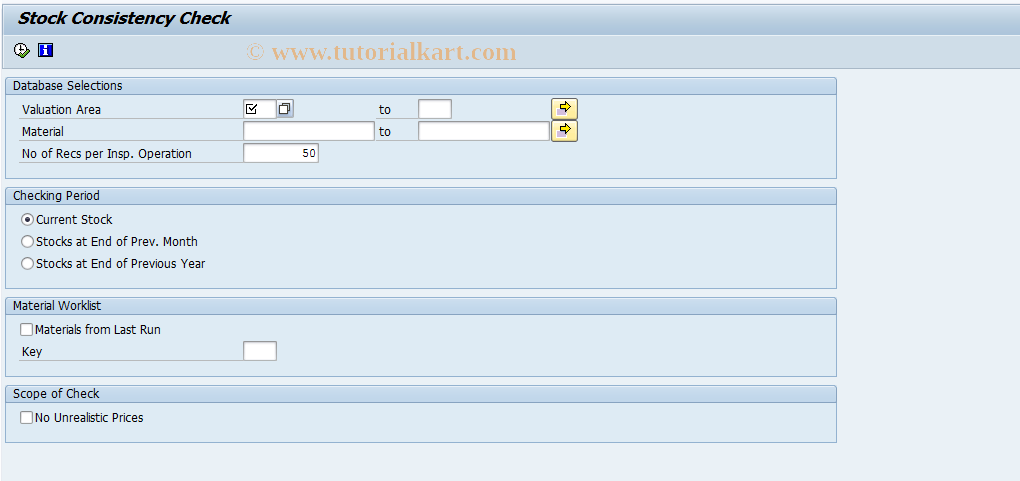 SAP TCode MB5K - Stock Consistency Check