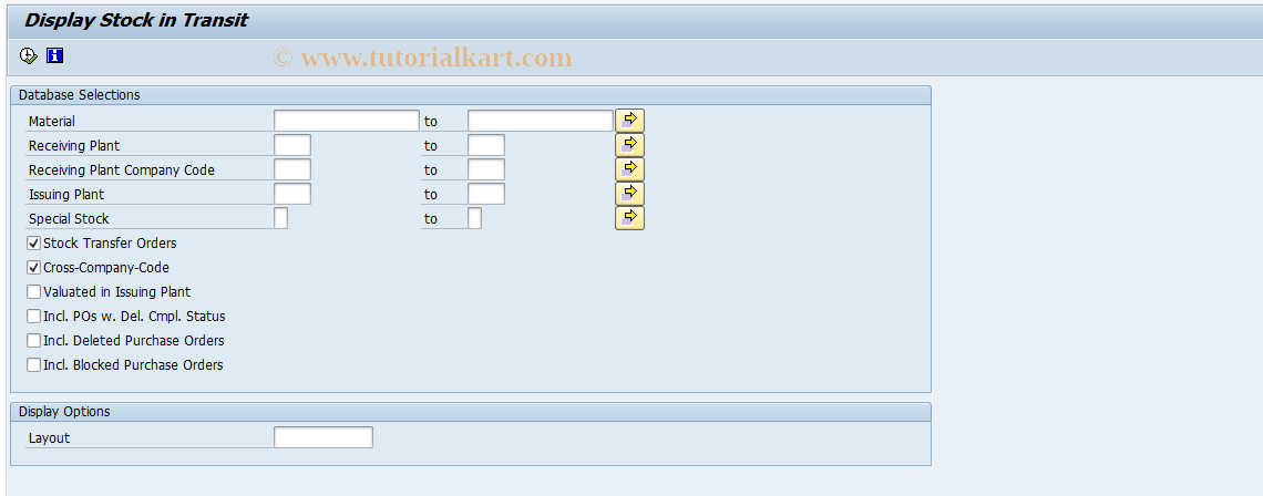 SAP TCode MB5T - Stock in transit CC